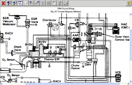 1984 Toyota Pickup Vaccume System Schematic: Engine Performance