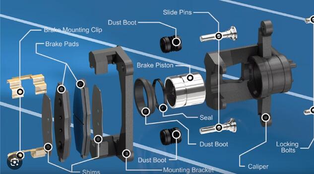 automotive brake caliper exploded view