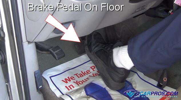 automotive brake pedal on floor repair