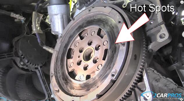 automotive engine flywheel hot spots