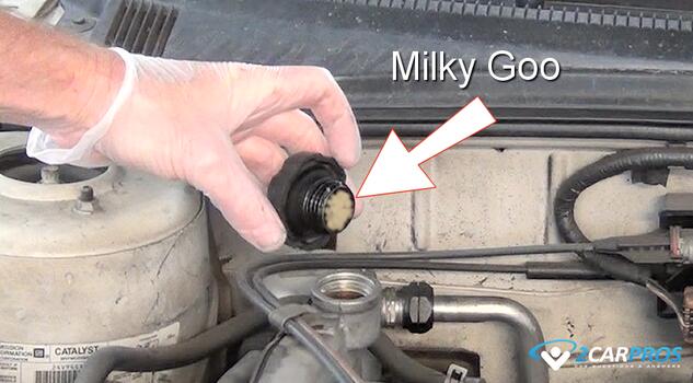 milky goo in engine oil fill cap