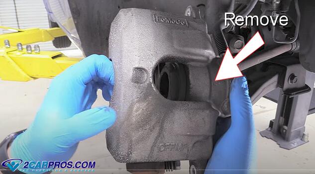 remove automotive front brake caliper