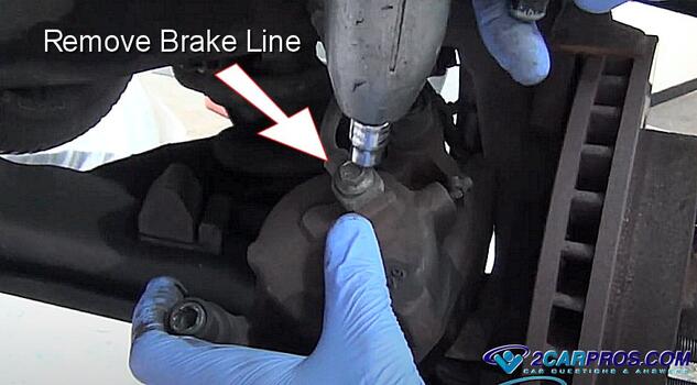 remove brake caliper hydraulic line