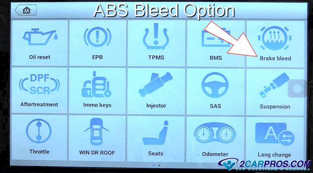 select abs brake bleed option