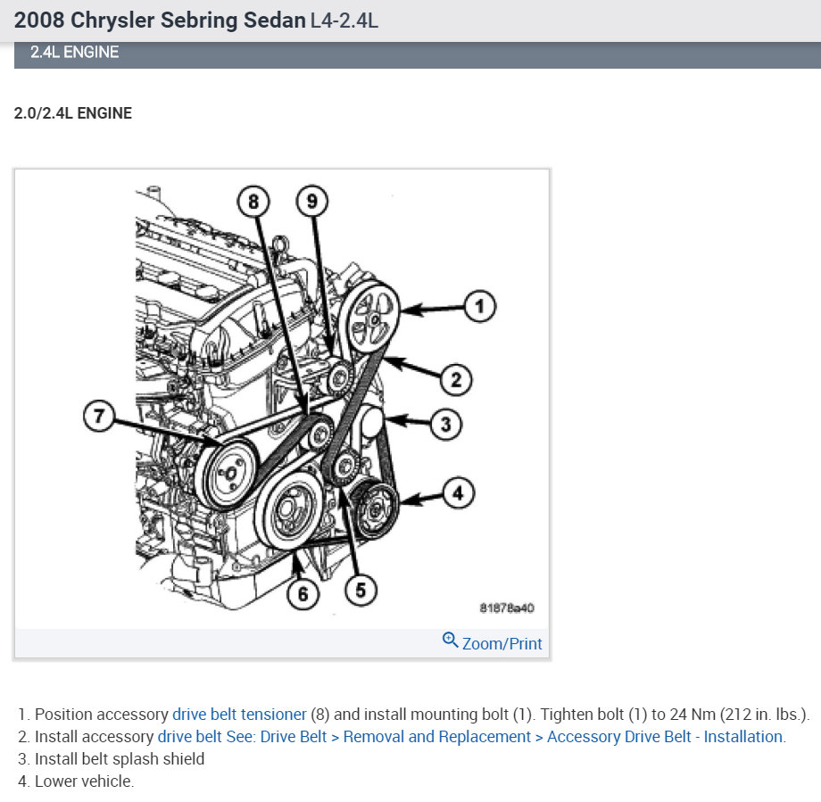 Chrysler sebring 2025 serpentine belt replacement