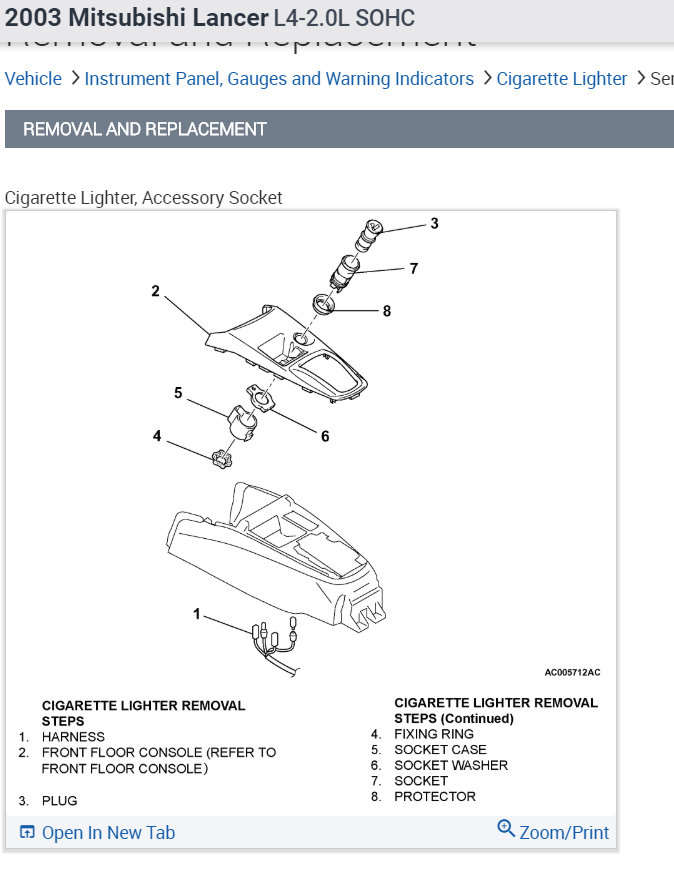 Mitsubishi lancer cigarette lighter shop replacement