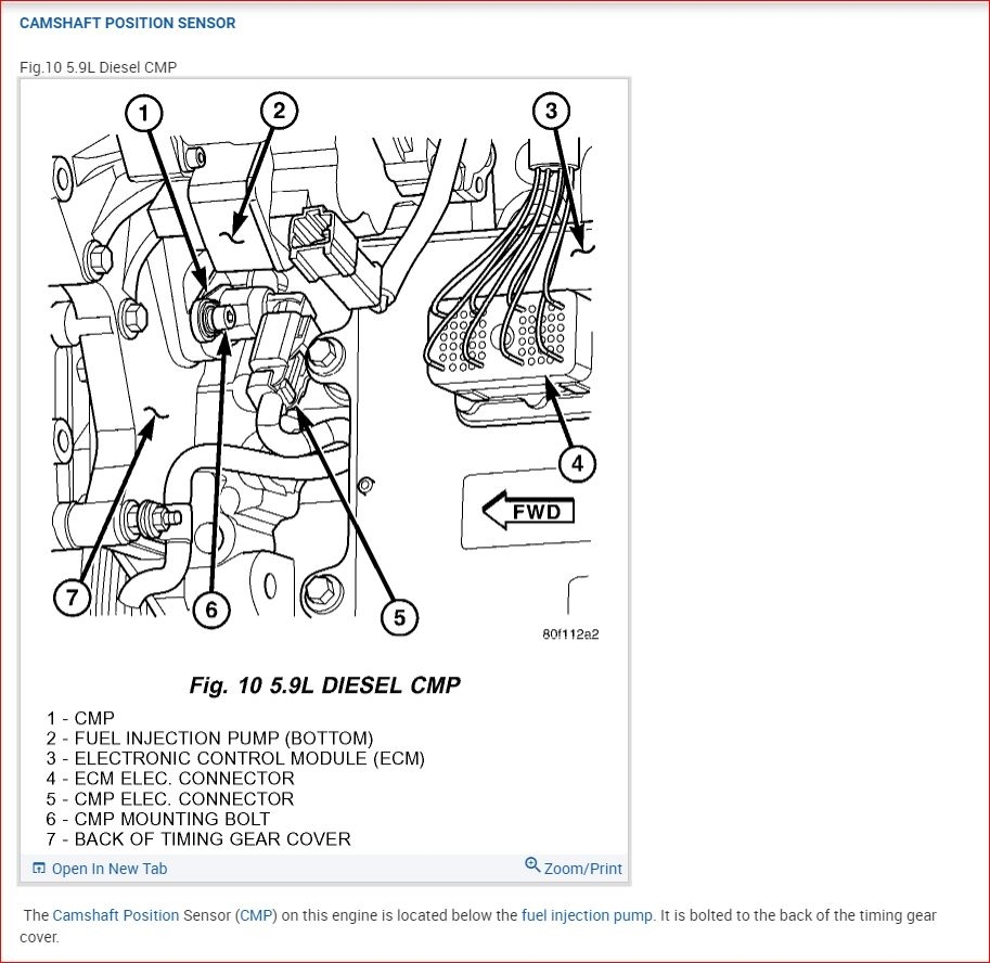 Camshaft Position Sensor Location: Truck Has Code P0340 Camshaft ...