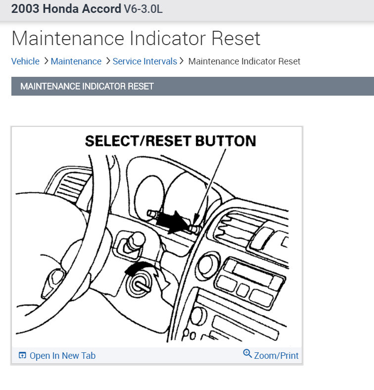 2003 honda accord maintenance required light