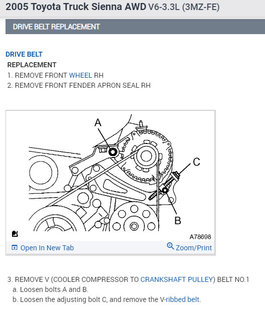 2005 Toyota Sienna] What would cause my alternator serpentine belt