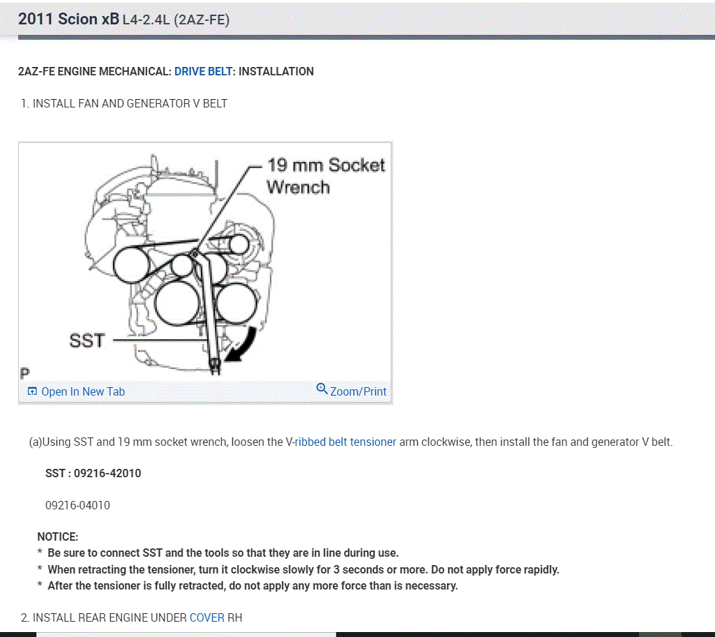 2011 scion xb serpentine belt replacement