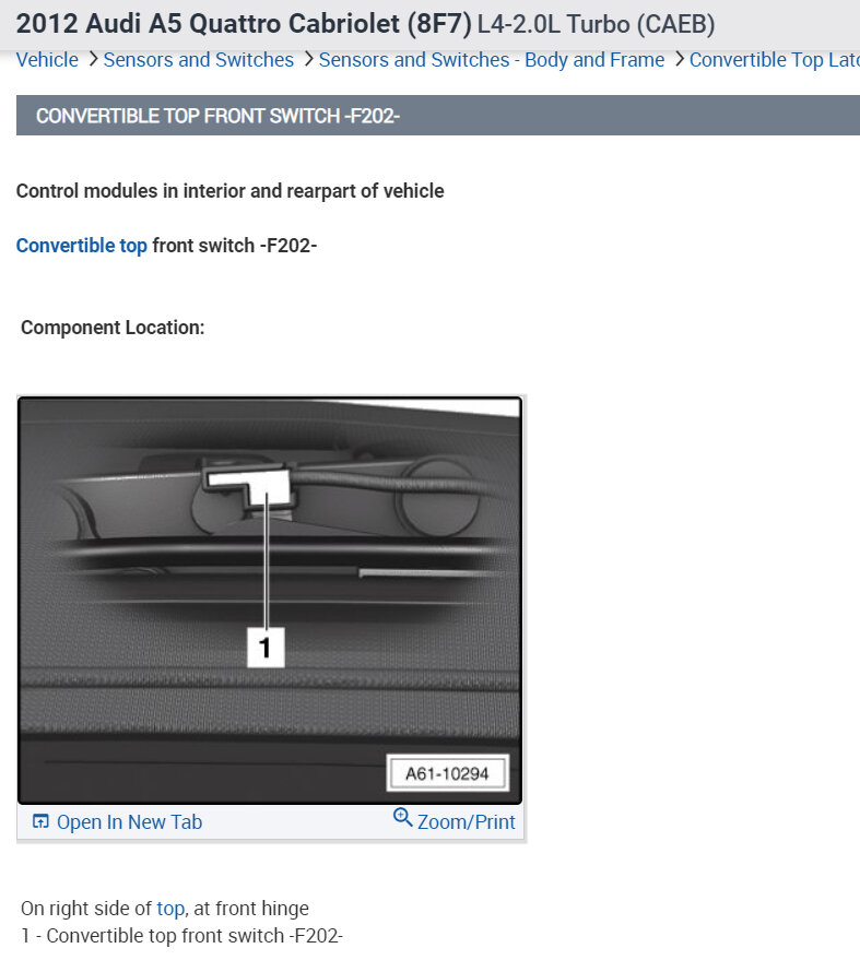 Code B11A002 Convertible Top?: Top Light Flashing. Code B11A002.