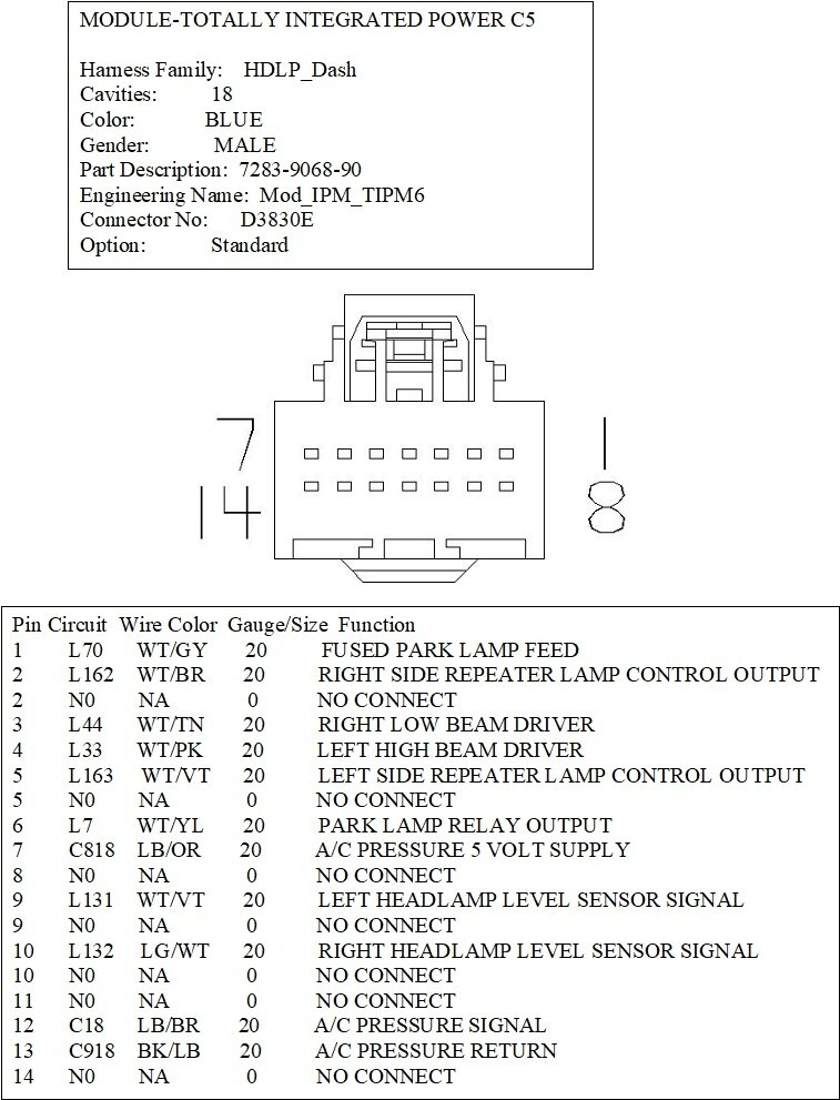 Electrical Wiring Diagram/pinout TIPM?: Hello, I Would Like to Get...