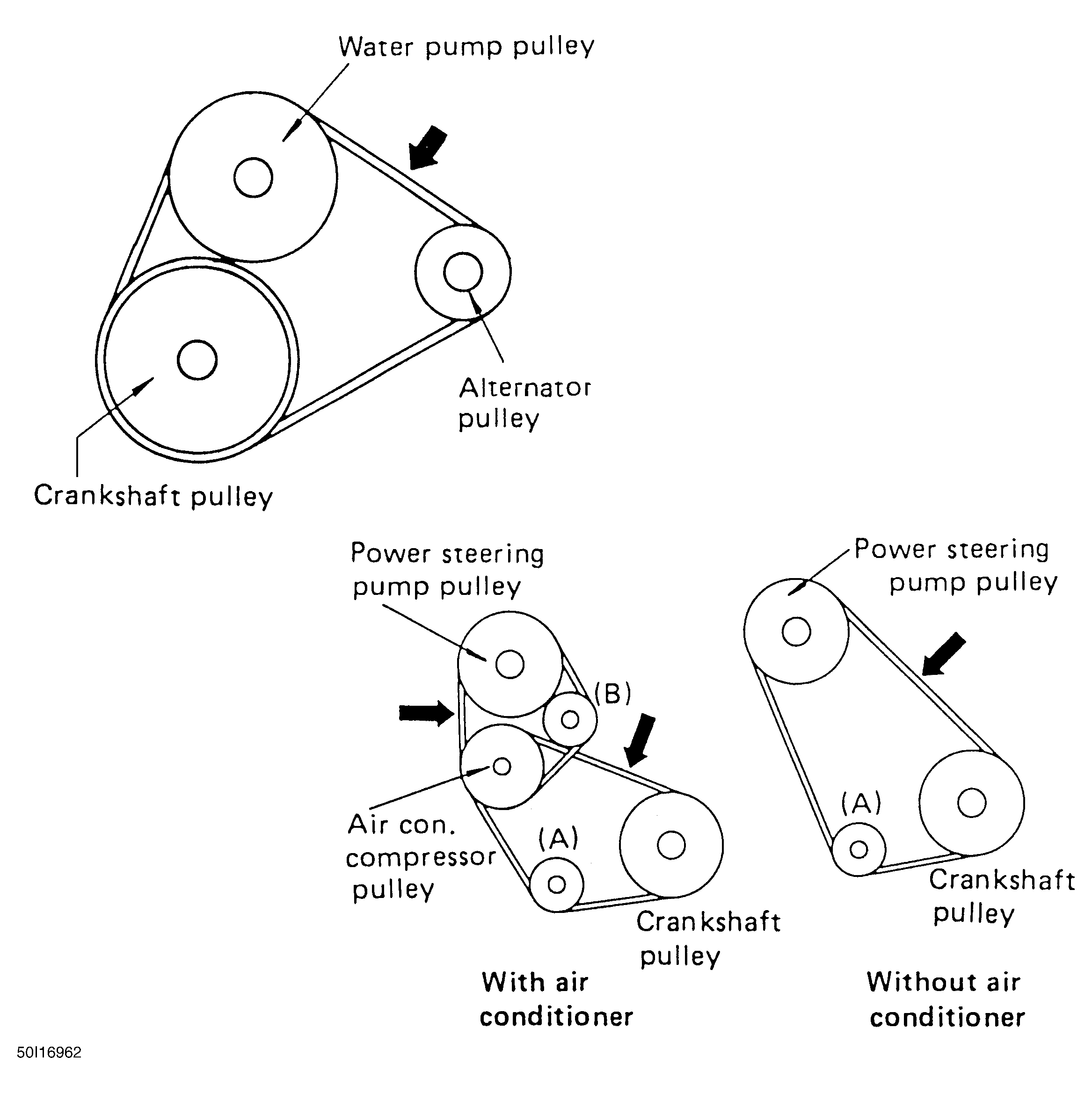 1989 Isuzu Trooper Serpentine Belt Routing and Timing Belt Diagrams